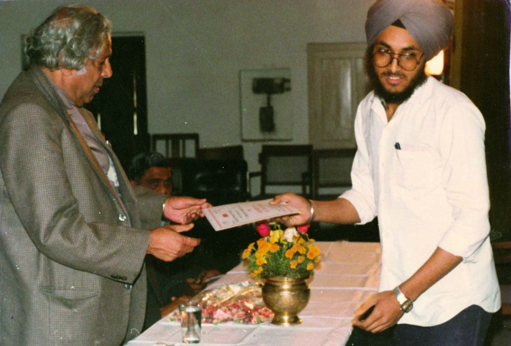 Bhai Sahib received award for his high achievement  in college from the vice chancellor of Delhi University