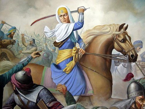 Mai Bhag Kaur Ji and the 40 Muktay in Battle