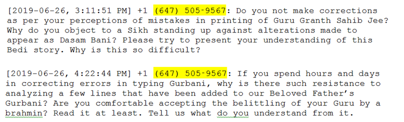 Screen-shot of Harpreet S. Gill's comments